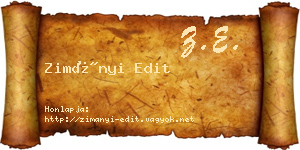 Zimányi Edit névjegykártya
